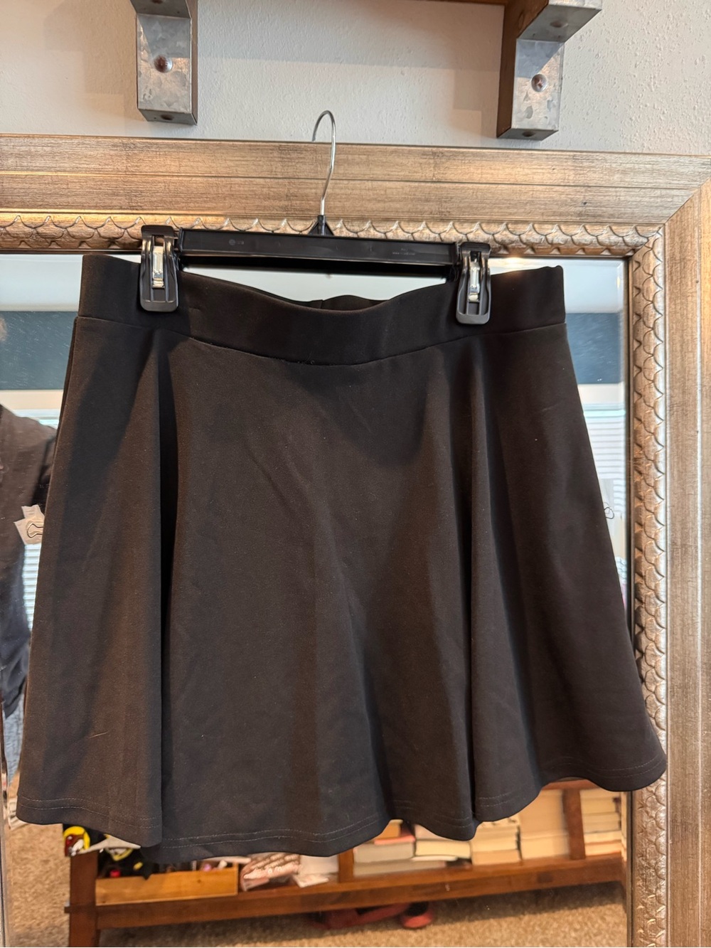 Black Women's Flared Skirt with Built-In Shorts  - Classic A-Line